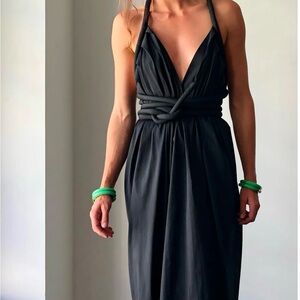 Electric Feathers Infinite Rope Dress. Black Silk.